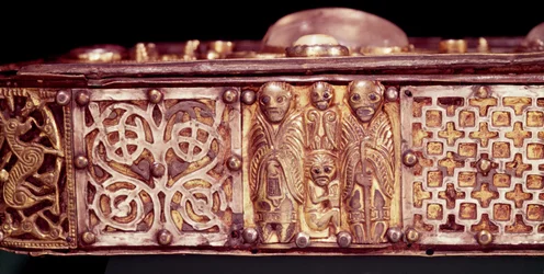 Schrein des Stowe-Missale, Lorrha, County Tipperary Eiche dekoriert mit Silberplatten (Detail)